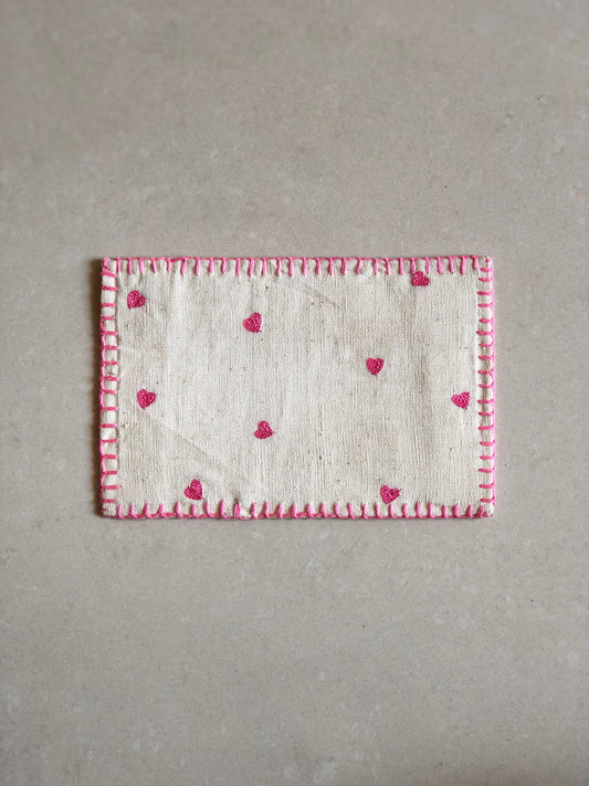 Handmade Valentines Day Postcard - Cute Pink Hearts